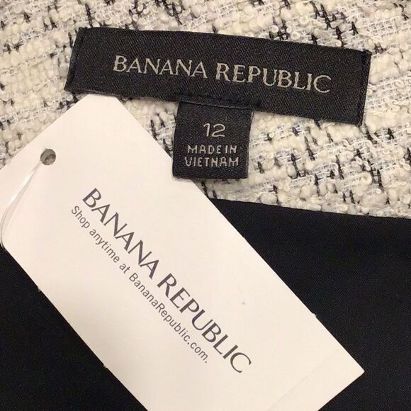 Banana Republic White Black Cotton Blend Boucle Knit Pencil Skirt NEW - Picture 14 of 15